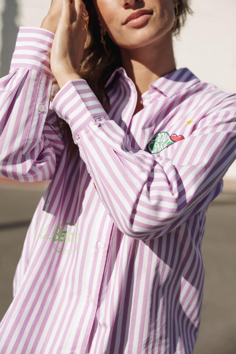 Freeman T. Porter Chella Summer Patches Chemise Rayée à Patch Femme Lilac