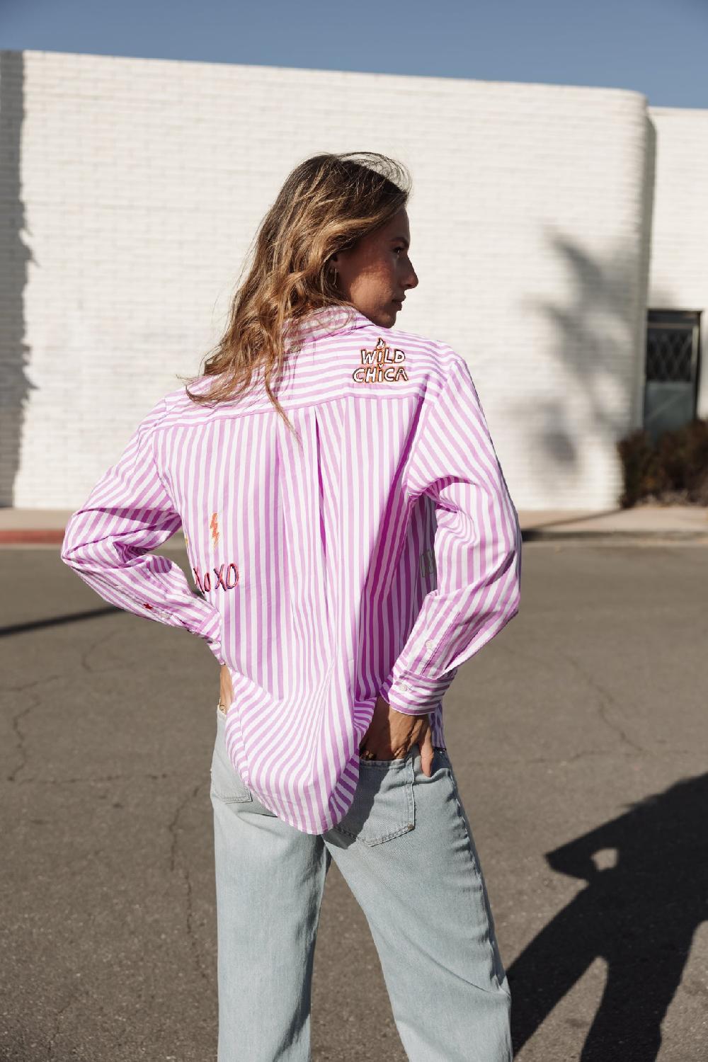 Freeman T. Porter Chella Summer Patches Chemise Rayée à Patch Femme Lilac