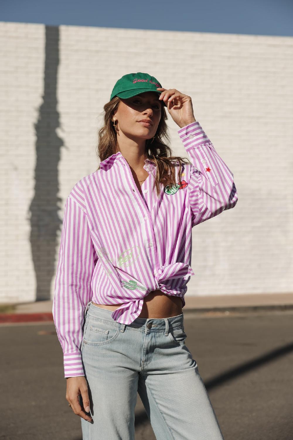 freeman t. porter Chella Summer Patches Chemise rayée à patch Femme lilac