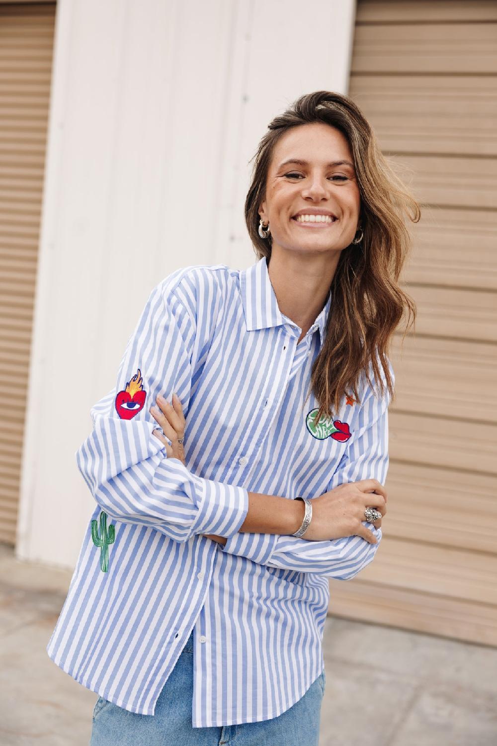 freeman t. porter Chella Summer Patches Chemise rayée à patch Femme granada sky