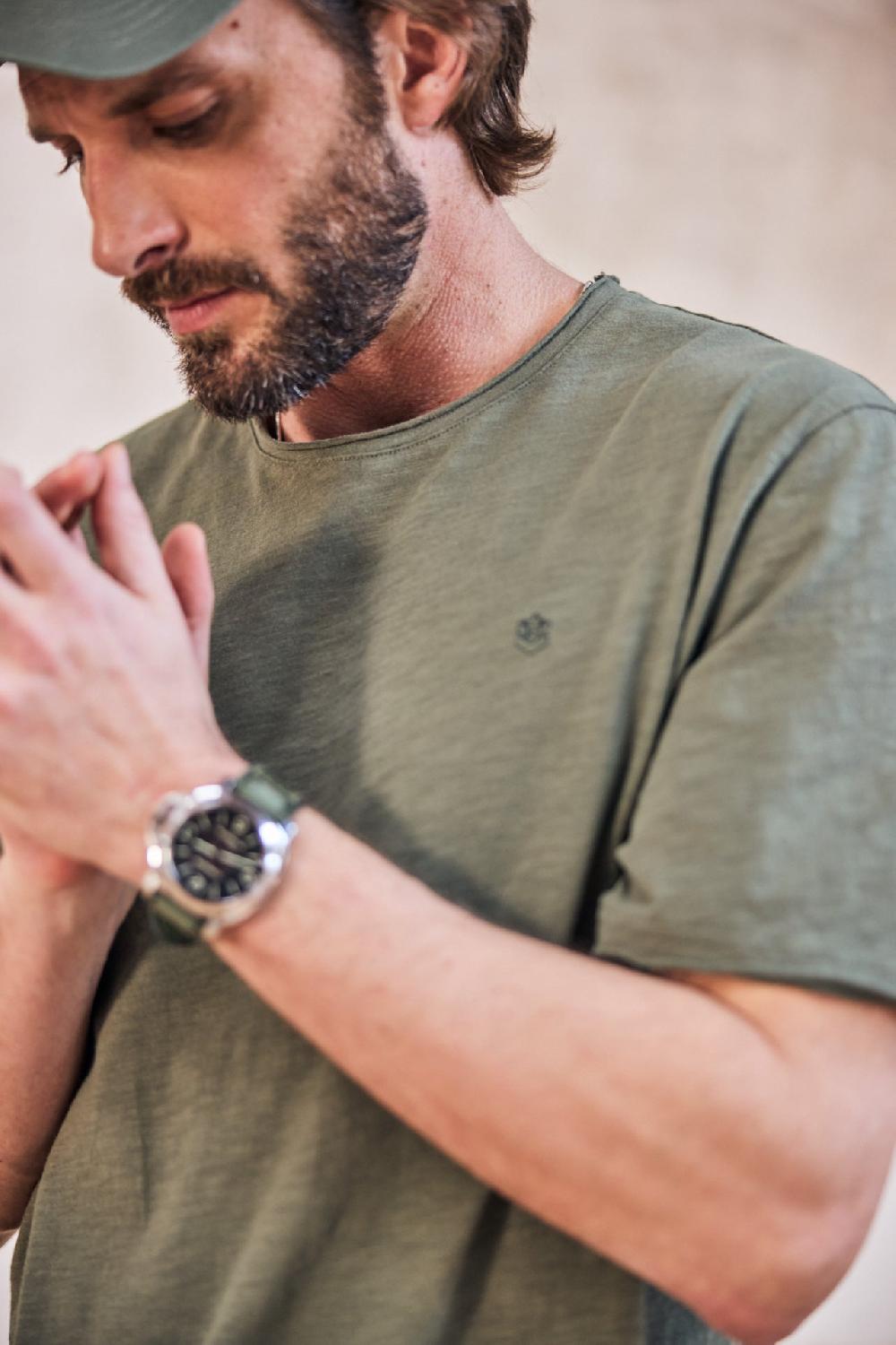 Freeman T. Porter Chuck Kansas T-shirt Brodé Homme Deep Lichen Green