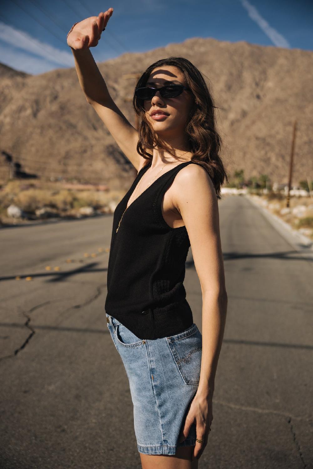 Freeman T. Porter Daria Pointelle Débardeur Col V Femme Black