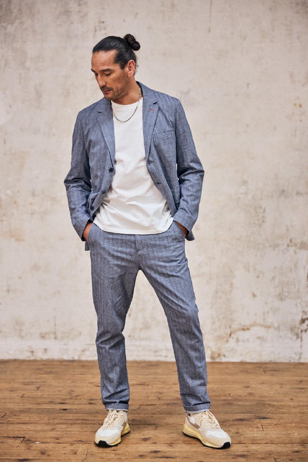 Freeman T. Porter Derek Chevron Pantalon Relax Homme Ensign Blue