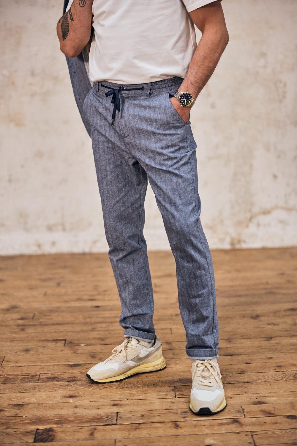 freeman t. porter Derek Chevron Pantalon relax Homme ensign blue