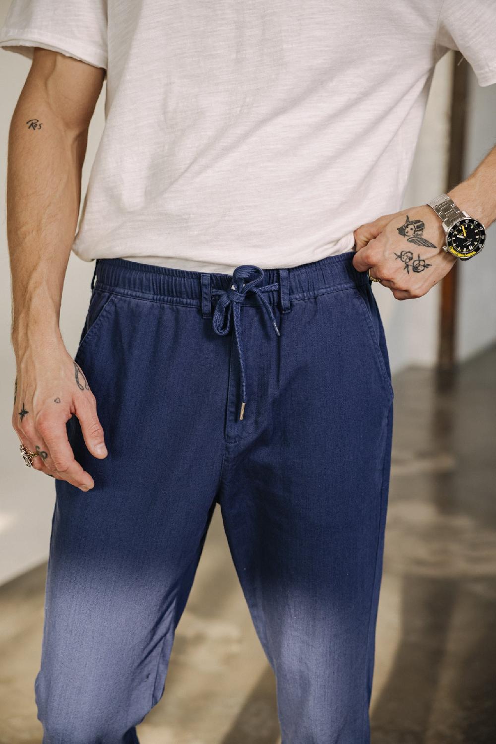 Freeman T. Porter Derek Cot Slub Pantalon Relax Homme Blueprint