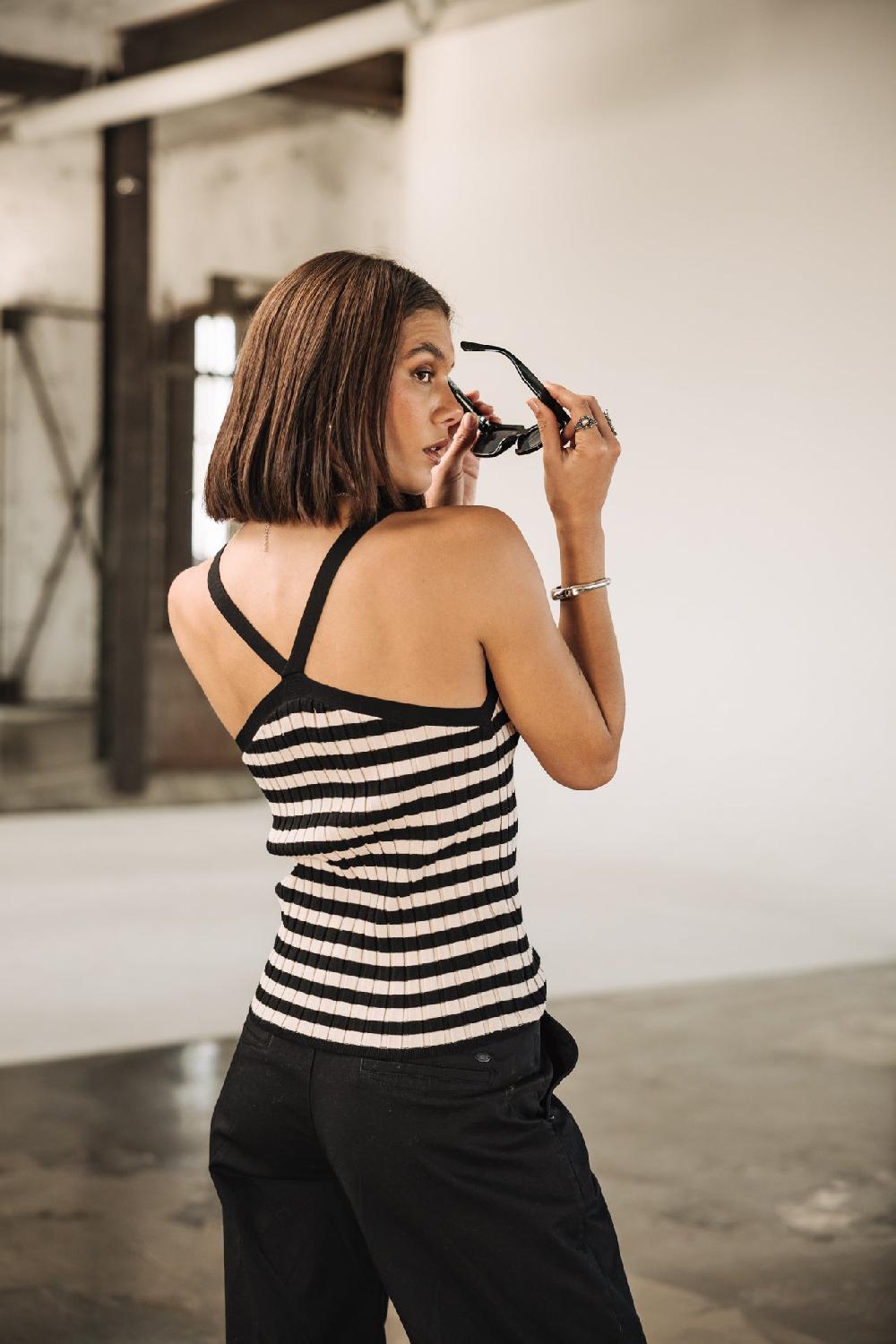 freeman t. porter Dolores Stripes Débardeur col V Femme irish cream