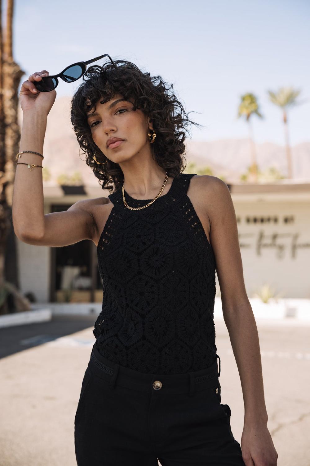 Freeman T. Porter Donia Crochet Débardeur Femme Black