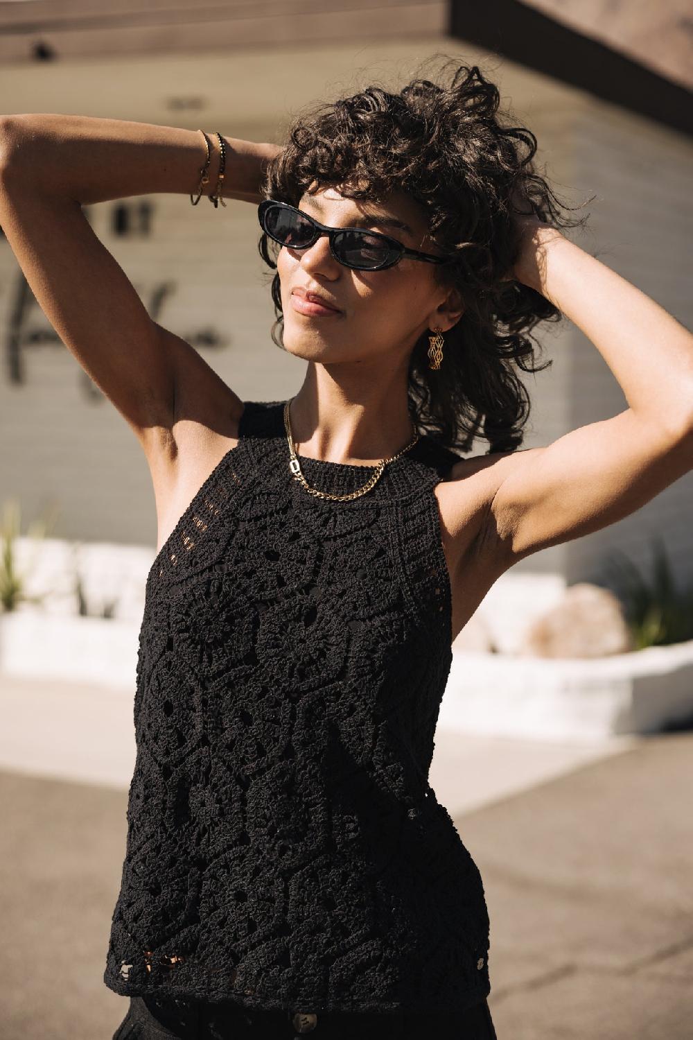 freeman t. porter Donia Crochet Débardeur Femme black