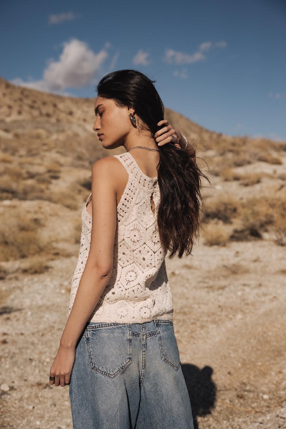 Freeman T. Porter Donia Crochet Débardeur Femme Ecru