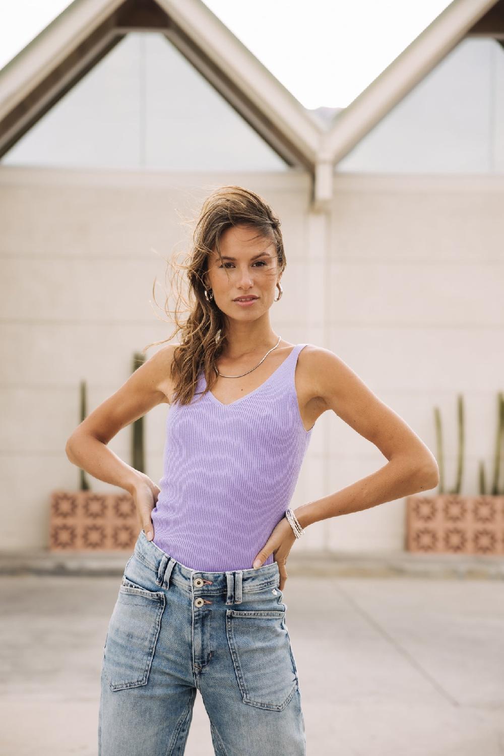 freeman t. porter Doriana Rib Débardeur col V Femme lavender