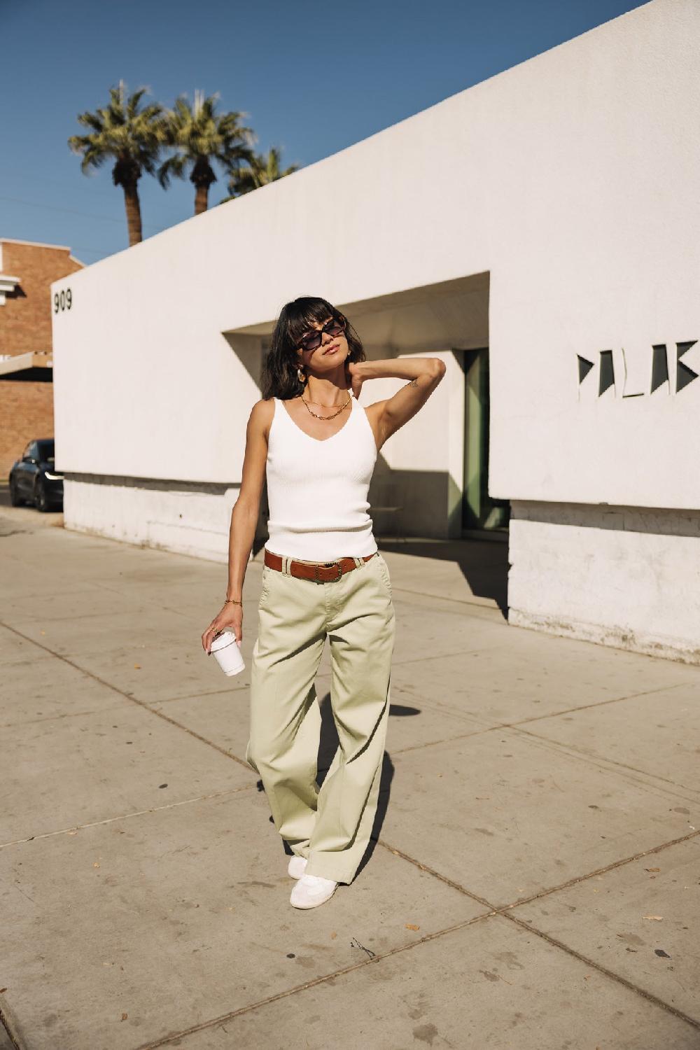 Freeman T. Porter Doriana Rib Débardeur Col V Femme Off White