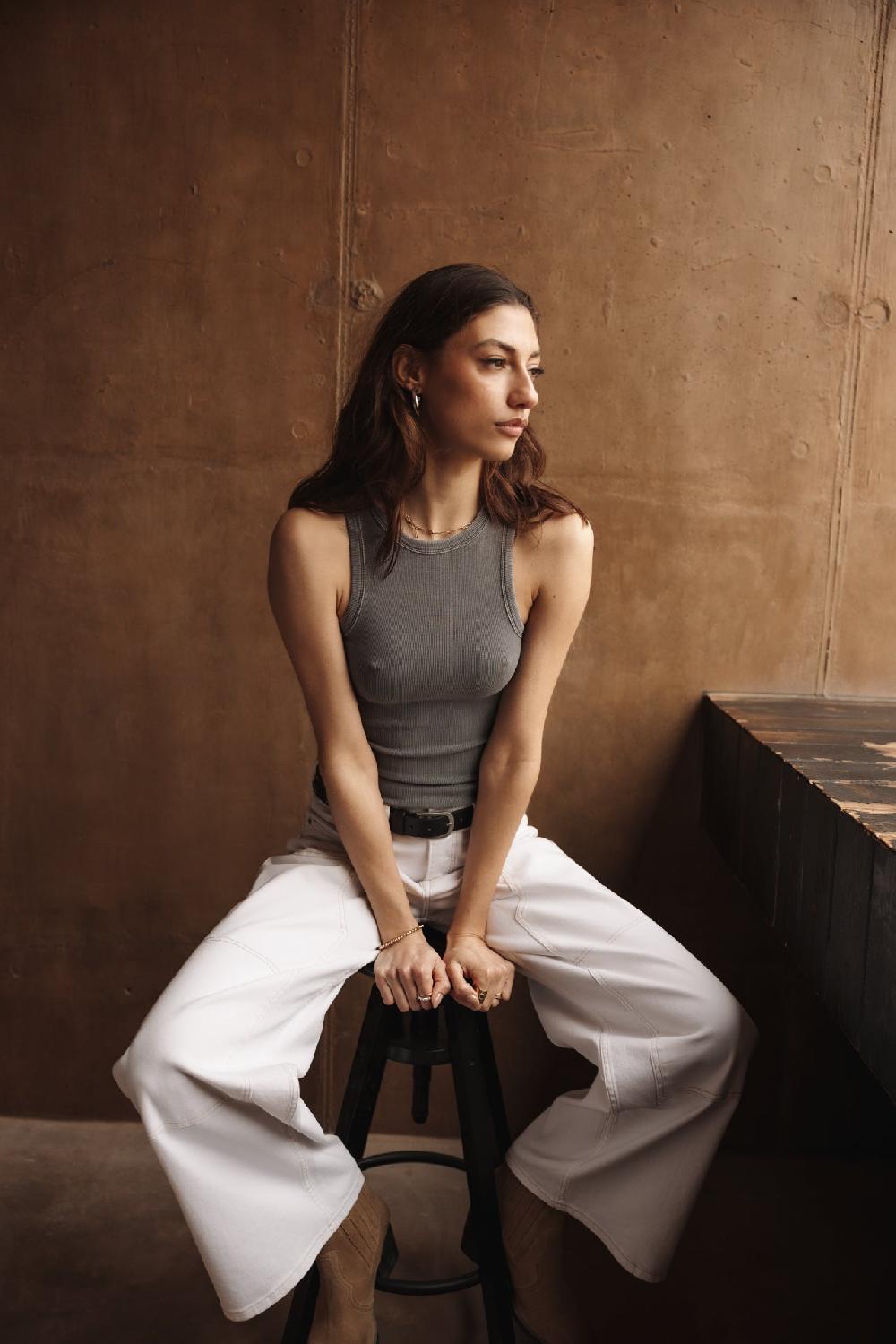 Freeman T. Porter Doriane Rib Débardeur Slim Femme Old Black