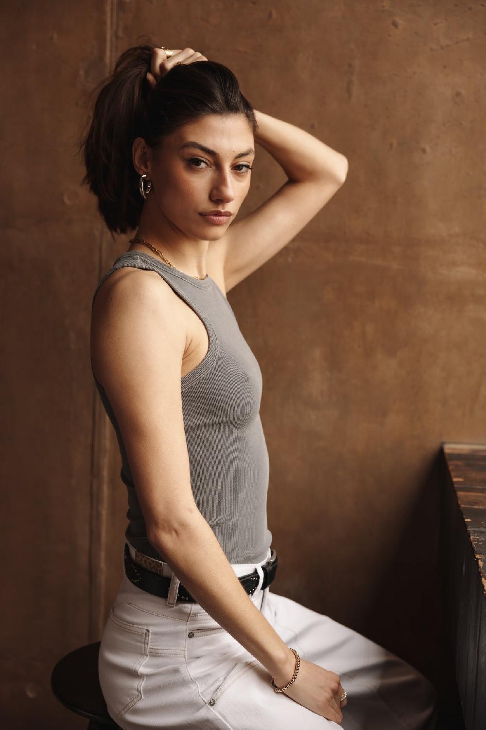 Freeman T. Porter Doriane Rib Débardeur Slim Femme Old Black