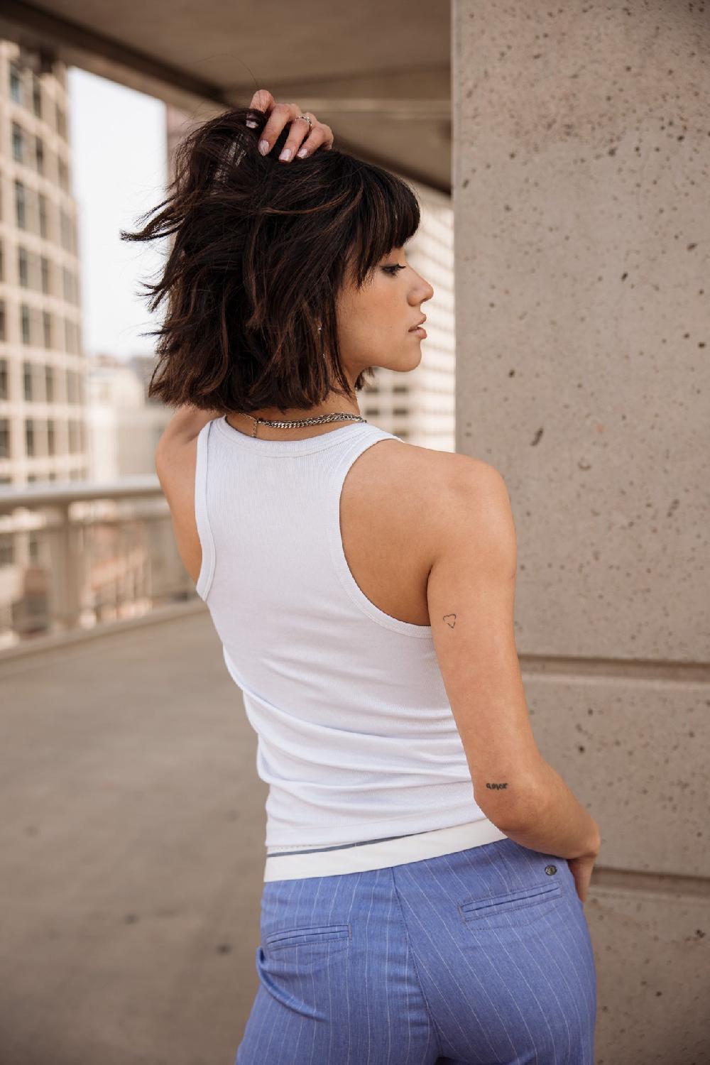 Freeman T. Porter Dorine Foiled Débardeur Lamé Femme Off White