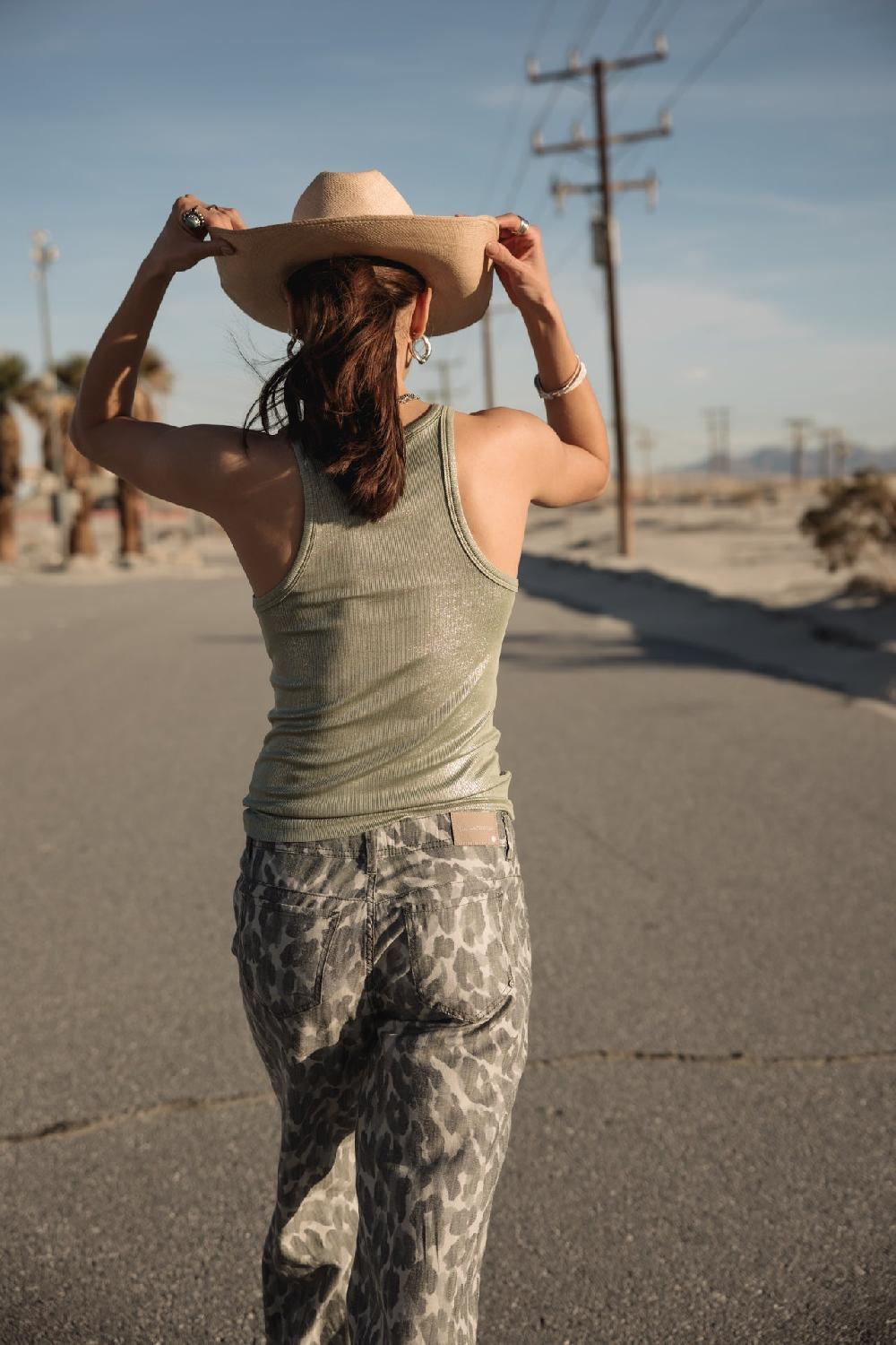 Freeman T. Porter Dorine Foiled Débardeur Lamé Femme Sage