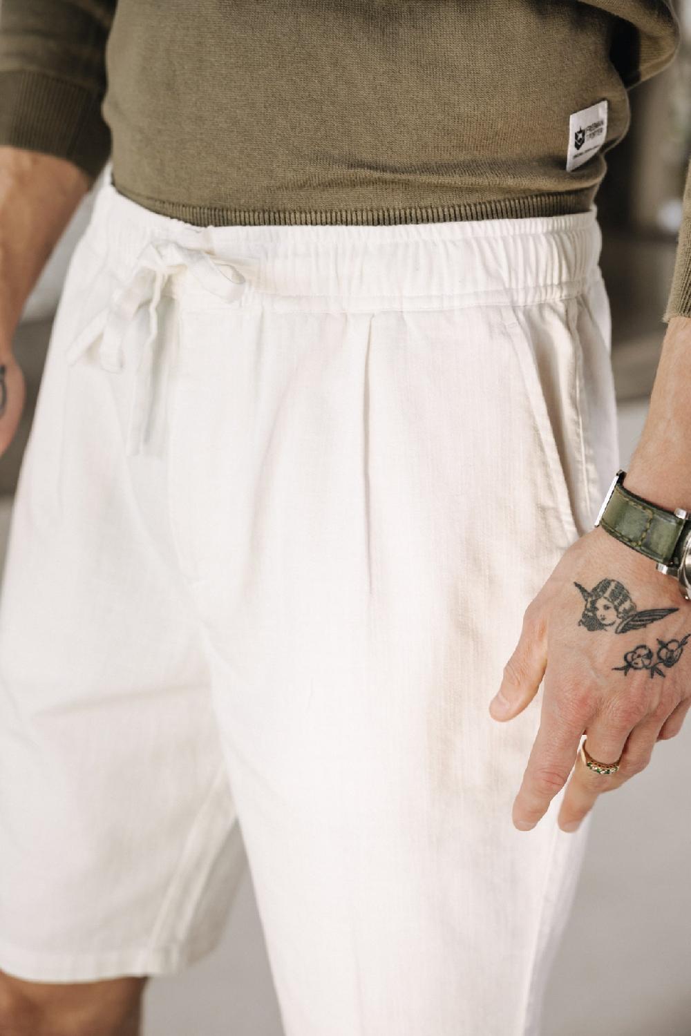 Freeman T. Porter Doug Cot Slub Shorts Relax Homme Snow White