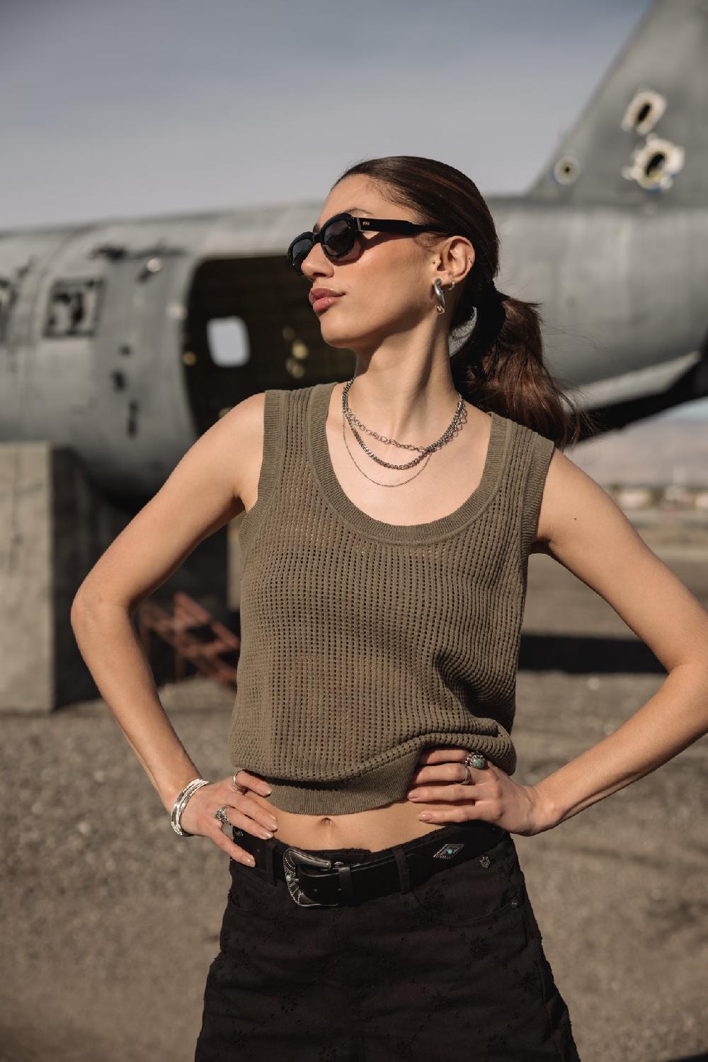 Freeman T. Porter Dulcia Mesh Débardeur En Résille Femme Four Leaf Clover