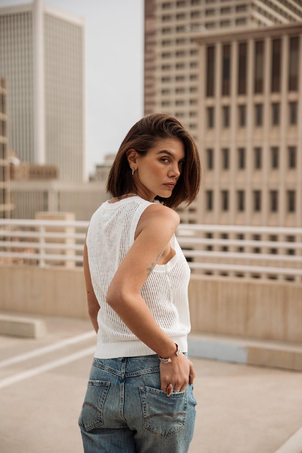 Freeman T. Porter Dulcia Mesh Débardeur En Résille Femme Off White