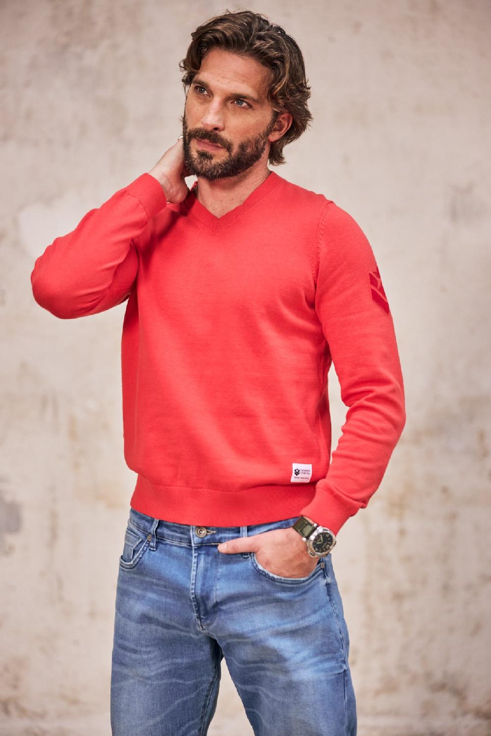 Freeman T. Porter Edgar Conwy Pull Col V Homme Firecracker