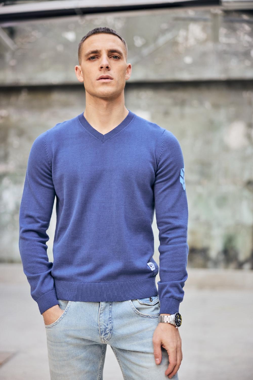 Freeman T. Porter Edgar Conwy Pull Col V Homme Vintage Indigo