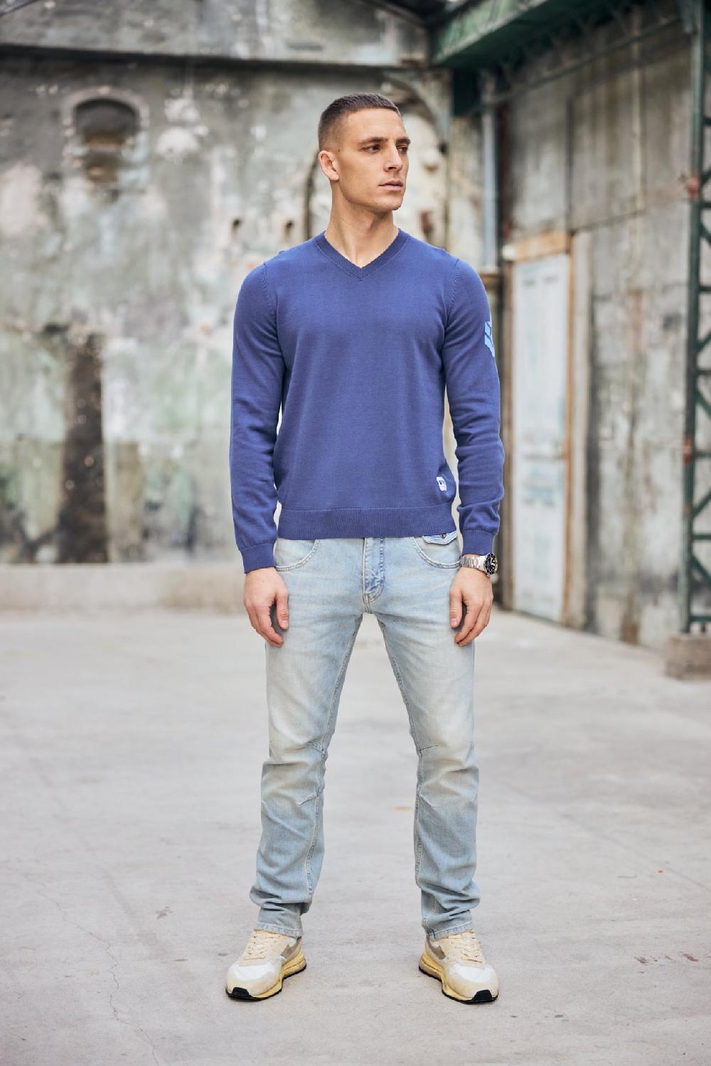 Freeman T. Porter Edgar Conwy Pull Col V Homme Vintage Indigo