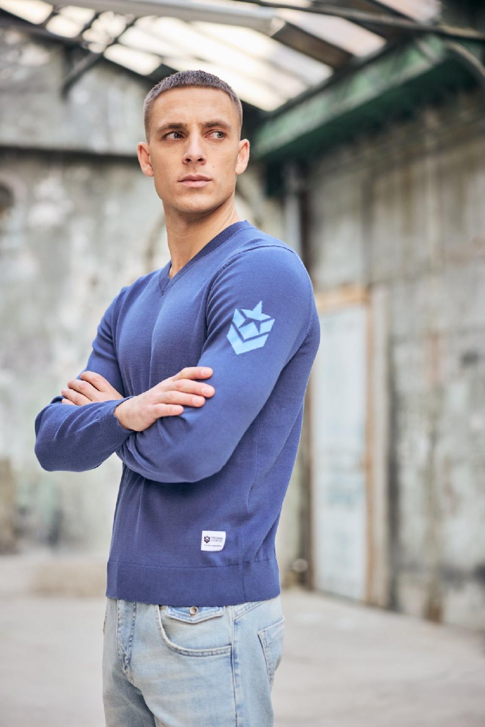 Freeman T. Porter Edgar Conwy Pull Col V Homme Vintage Indigo