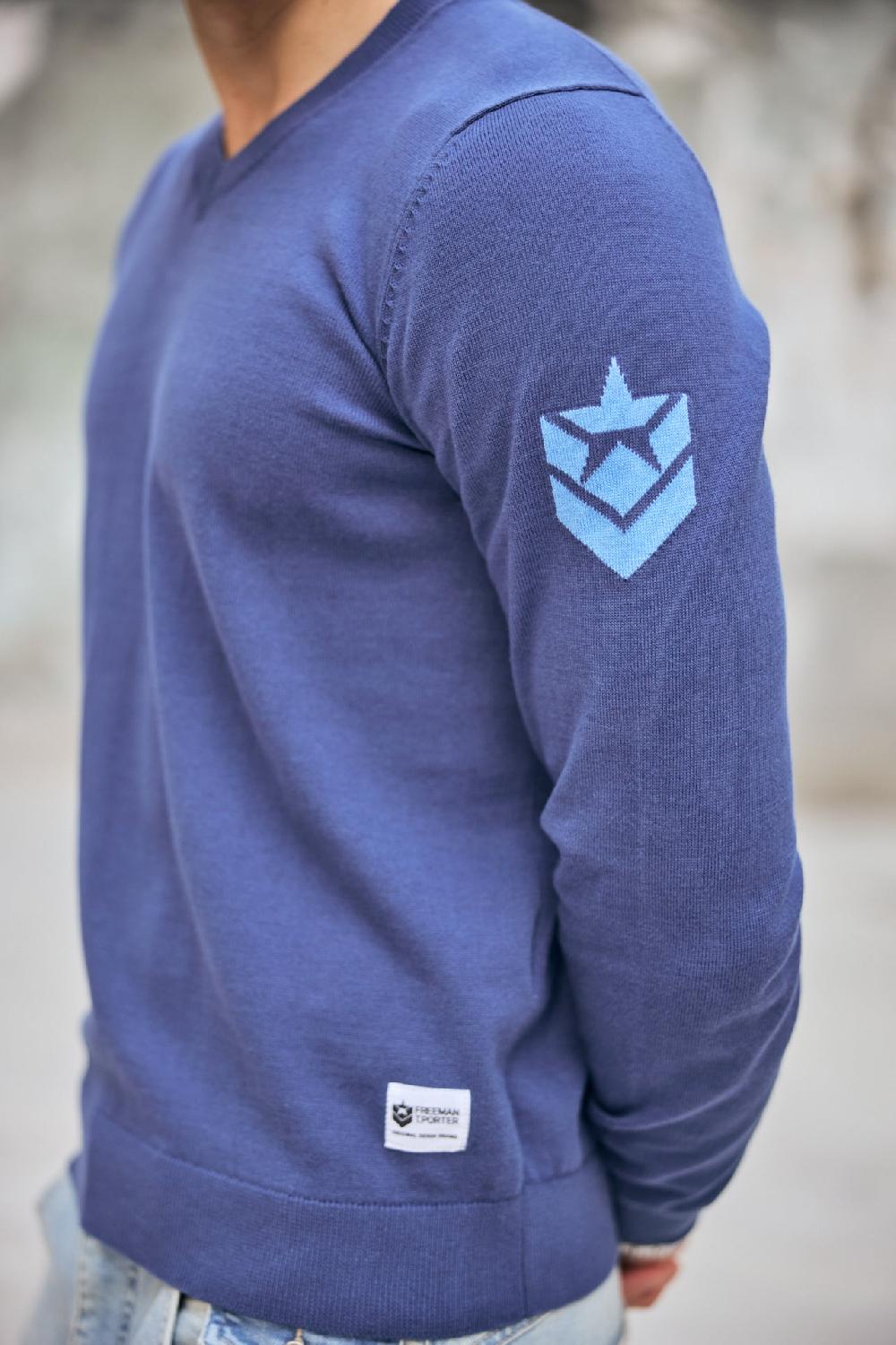 freeman t. porter Edgar Conwy Pull col V Homme vintage indigo