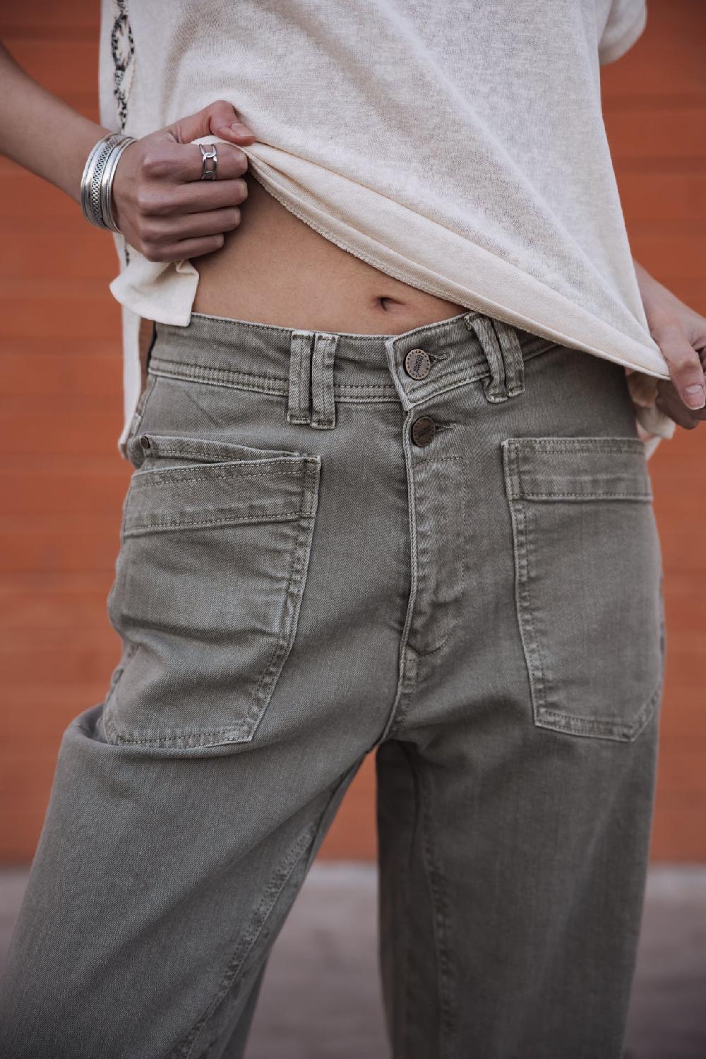 Freeman T. Porter Edita Andalousia Pantalon Taille Haute Femme Deep Lichen Green