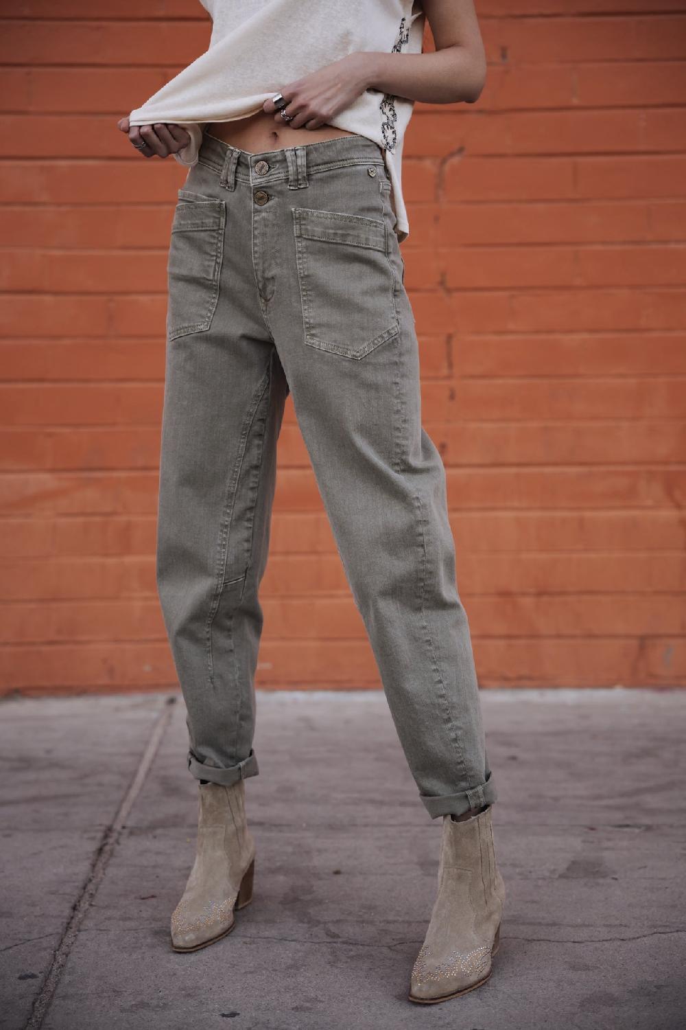 freeman t. porter Edita Andalousia Pantalon taille haute Femme deep lichen green