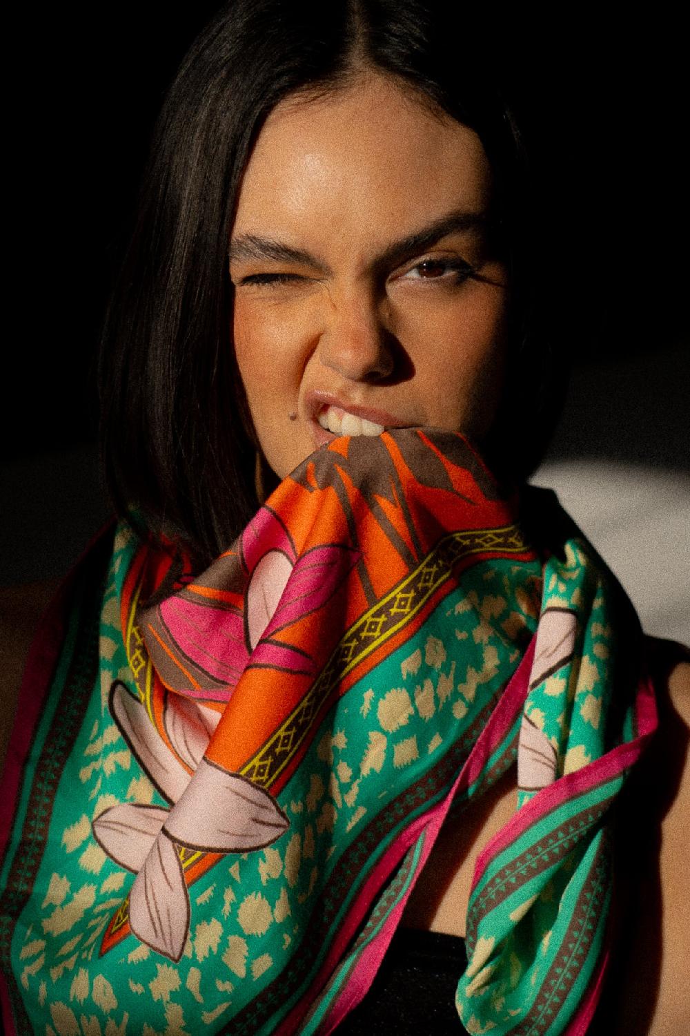 Freeman T. Porter Fathia Desert Wildlife Big Foulard Imprimé Femme Vibrant Orange