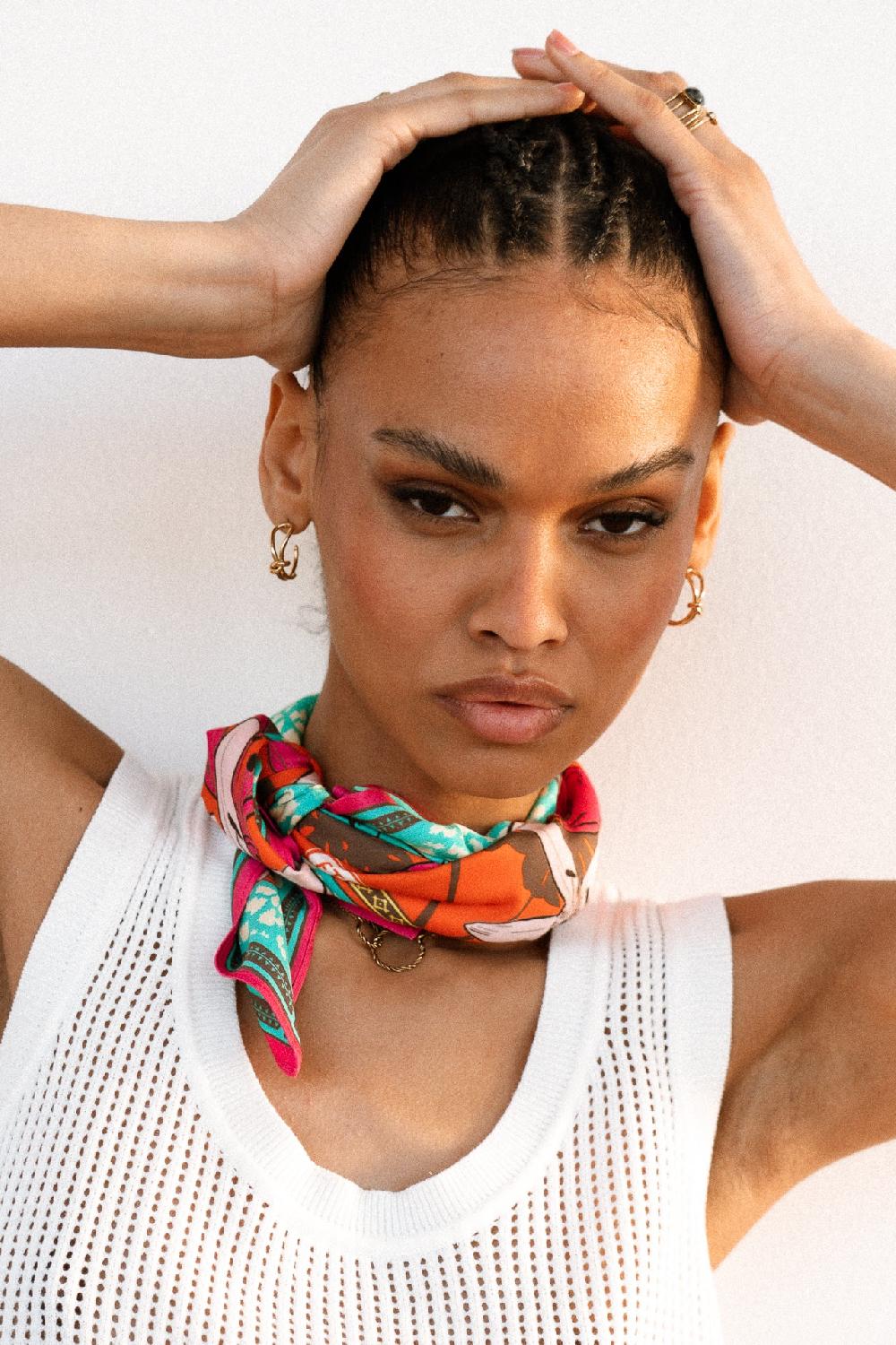 Freeman T. Porter Fathia Desert Wildlife Small Foulard Imprimé Femme Vibrant Orange