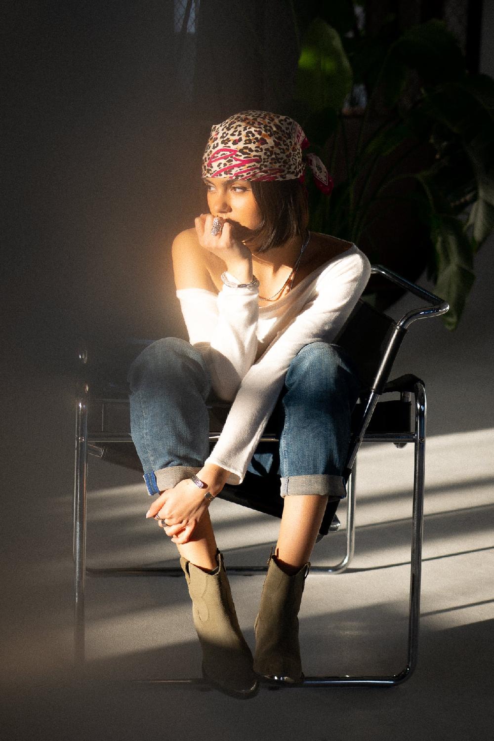 freeman t. porter Fathia Wild Leopard Small Foulard imprimé Femme pearled ivory