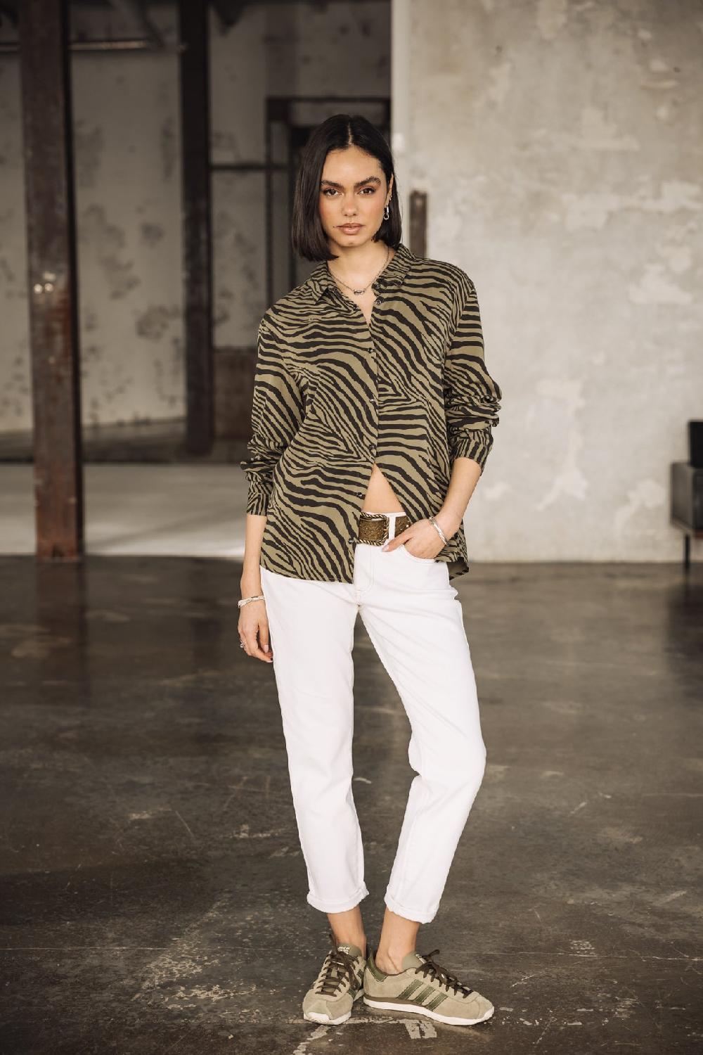 Freeman T. Porter Felicie Svanna Chemise Imprimée Femme Dusty Olive