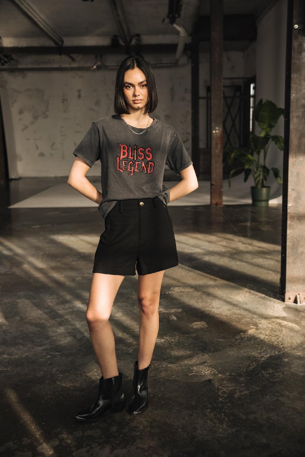 Freeman T. Porter Flavie Plain Linen Short En Lin Femme Black