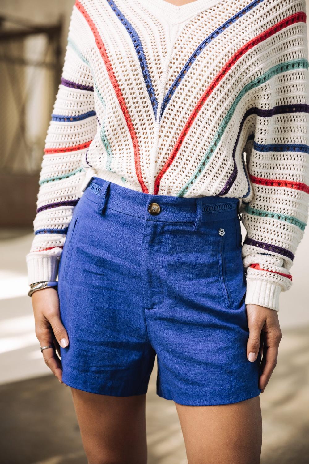 freeman t. porter Flavie Plain Linen Short en lin Femme dazzling blue freeman t. porter Flavie Plain Linen Short en lin Femme dazzling blue