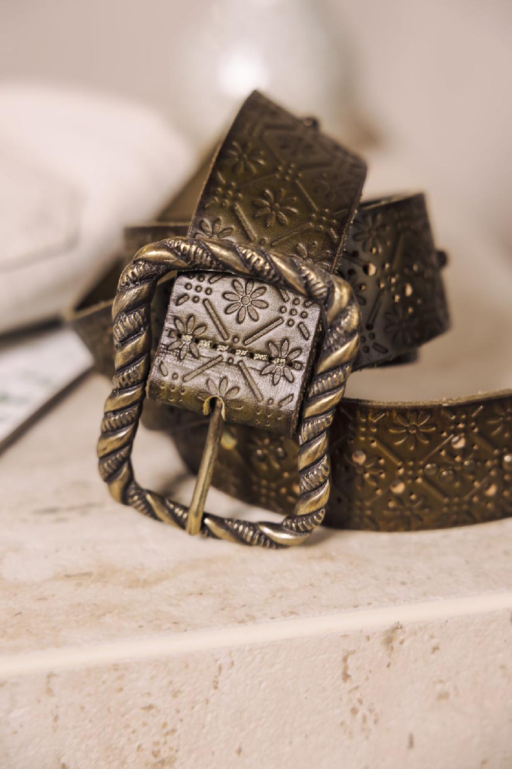 Freeman T. Porter Floralia Ceinture En Cuir Femme Khaki