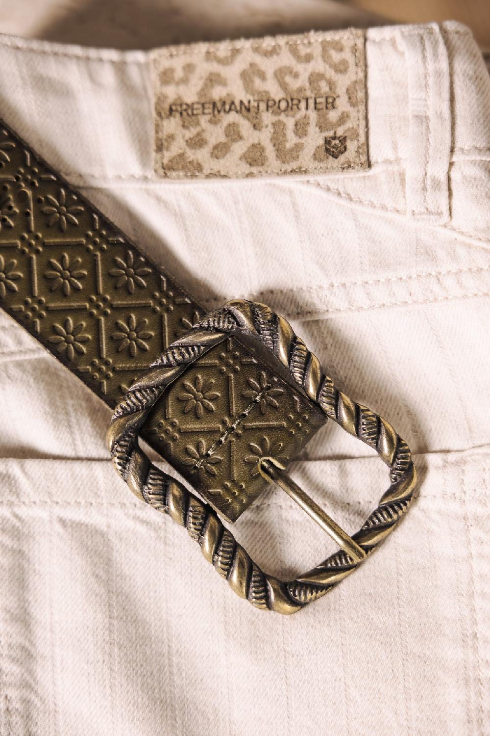 Freeman T. Porter Floralia Ceinture En Cuir Femme Khaki