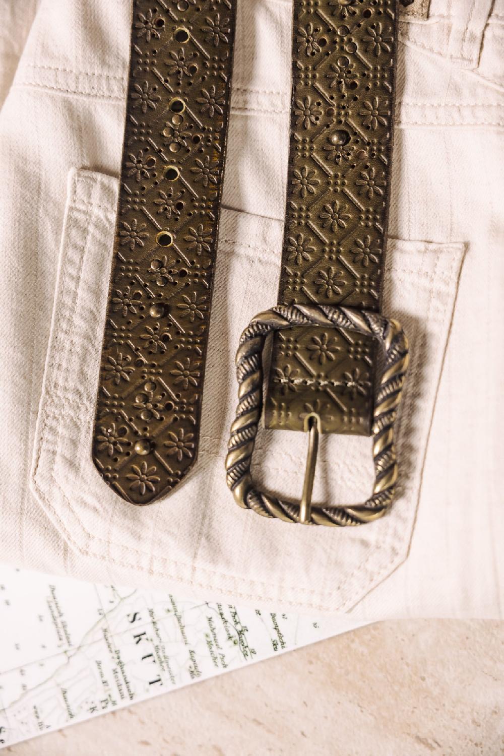 freeman t. porter Floralia Ceinture en cuir Femme khaki