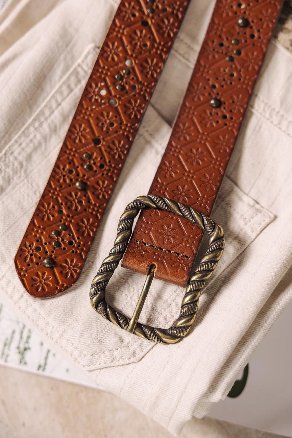 Freeman T. Porter Floralia Ceinture En Cuir Femme Tan