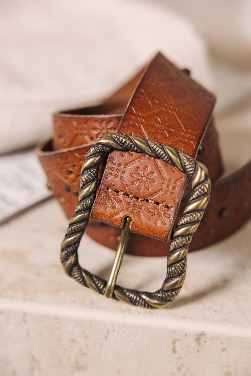 Freeman T. Porter Floralia Ceinture En Cuir Femme Tan