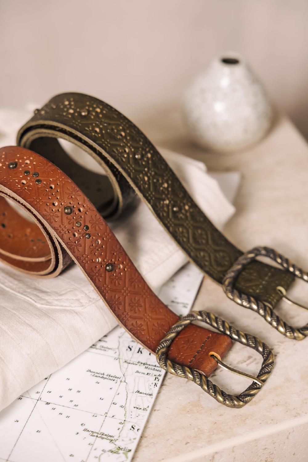 Freeman T. Porter Floralia Ceinture En Cuir Femme Tan