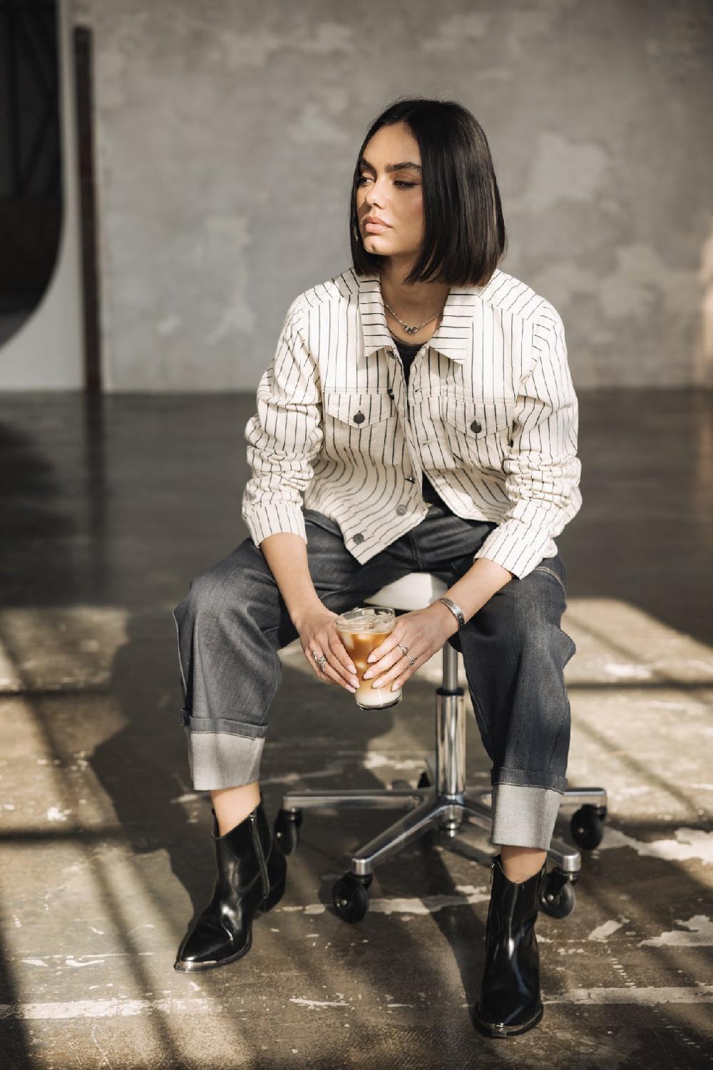 Freeman T. Porter Elize Veste à Rayures Femme Ecru