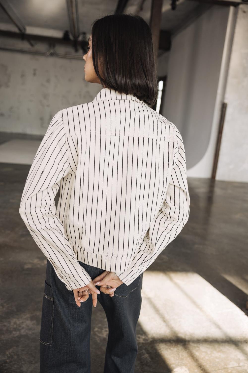 Freeman T. Porter Elize Veste à Rayures Femme Ecru