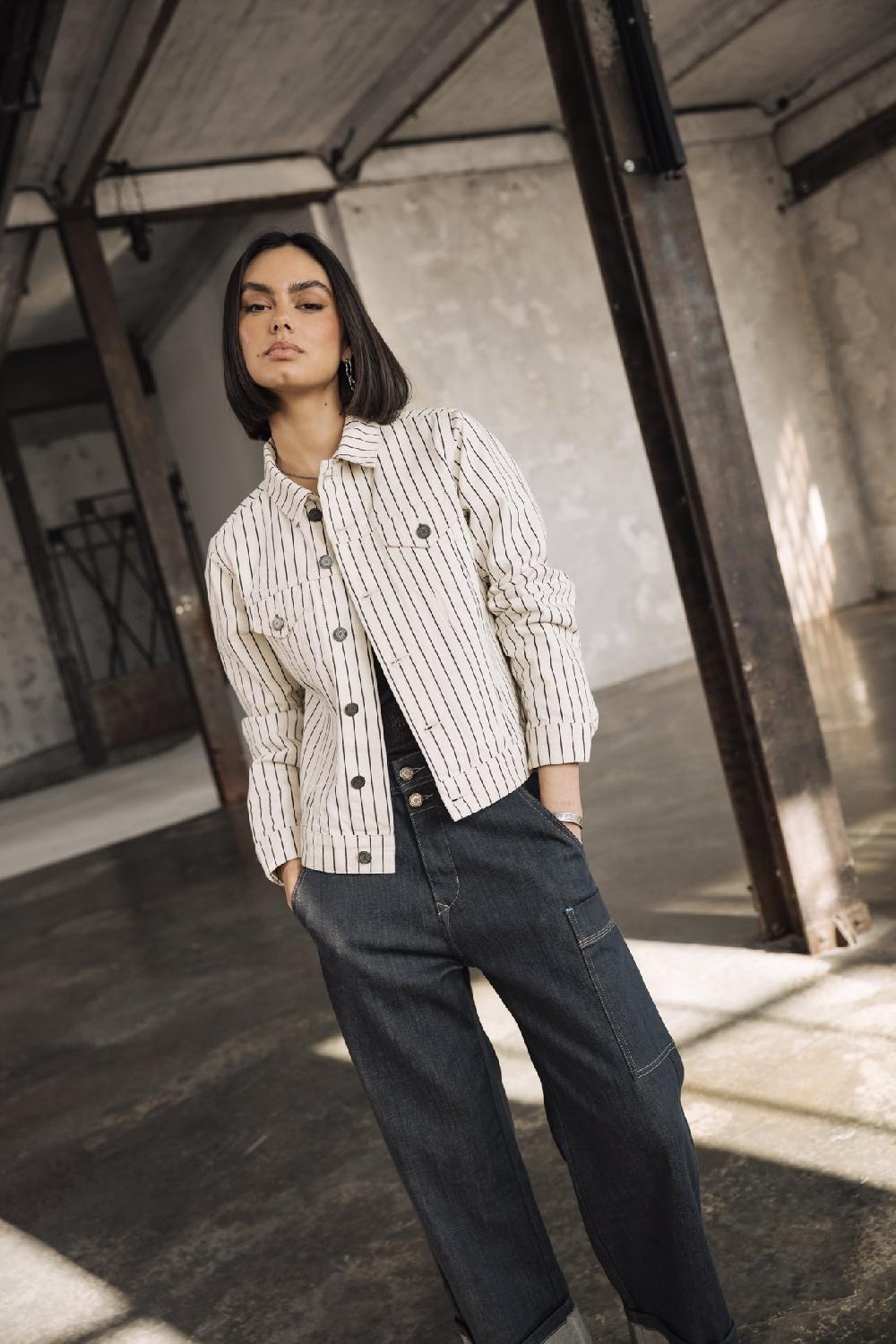 freeman t. porter Elize Veste à rayures Femme ecru