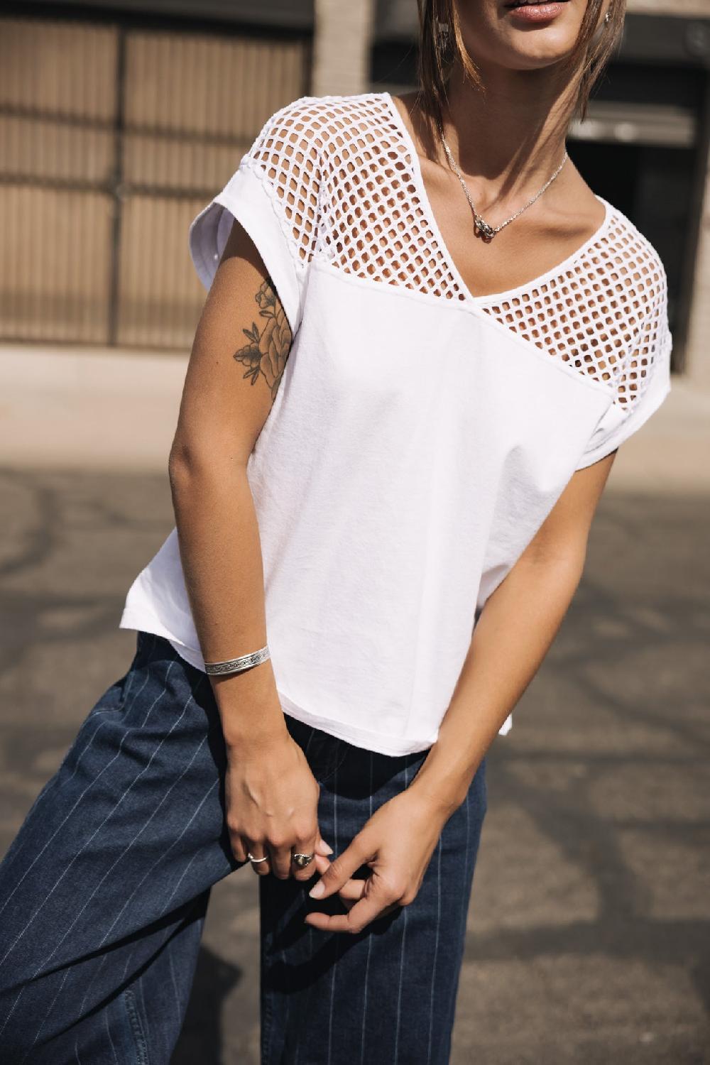 freeman t. porter Thomsen T-shirt col V Femme white freeman t. porter Thomsen T-shirt col V Femme white