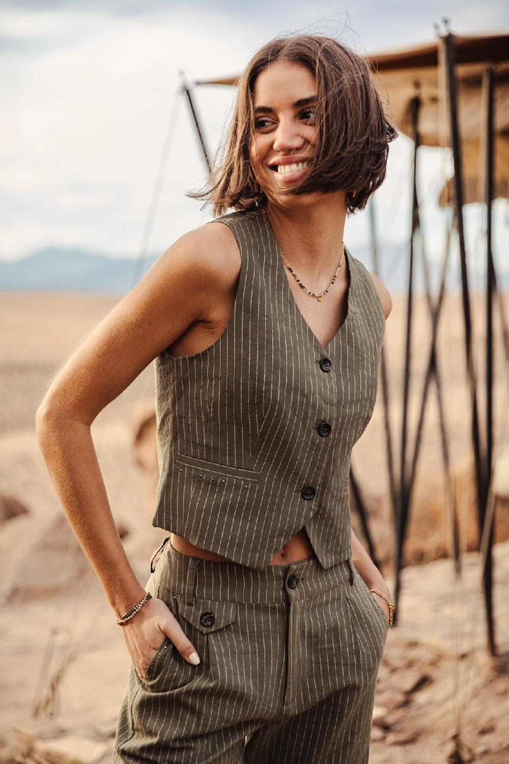 freeman t. porter Gladys Corsaire Gilet de costume Femme olivine