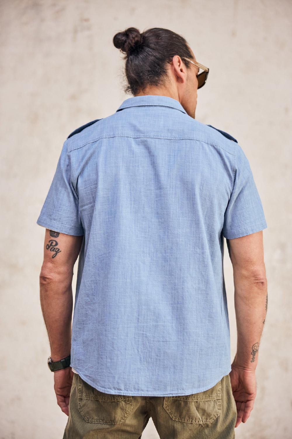 Freeman T. Porter Glenn Denim Chemise Ajustée Homme Shoal Stone
