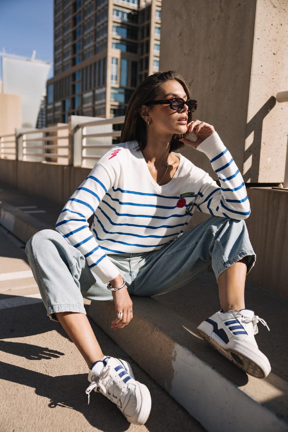 Freeman T. Porter Isabel Stripes Pull Marinière Femme Princess Blue