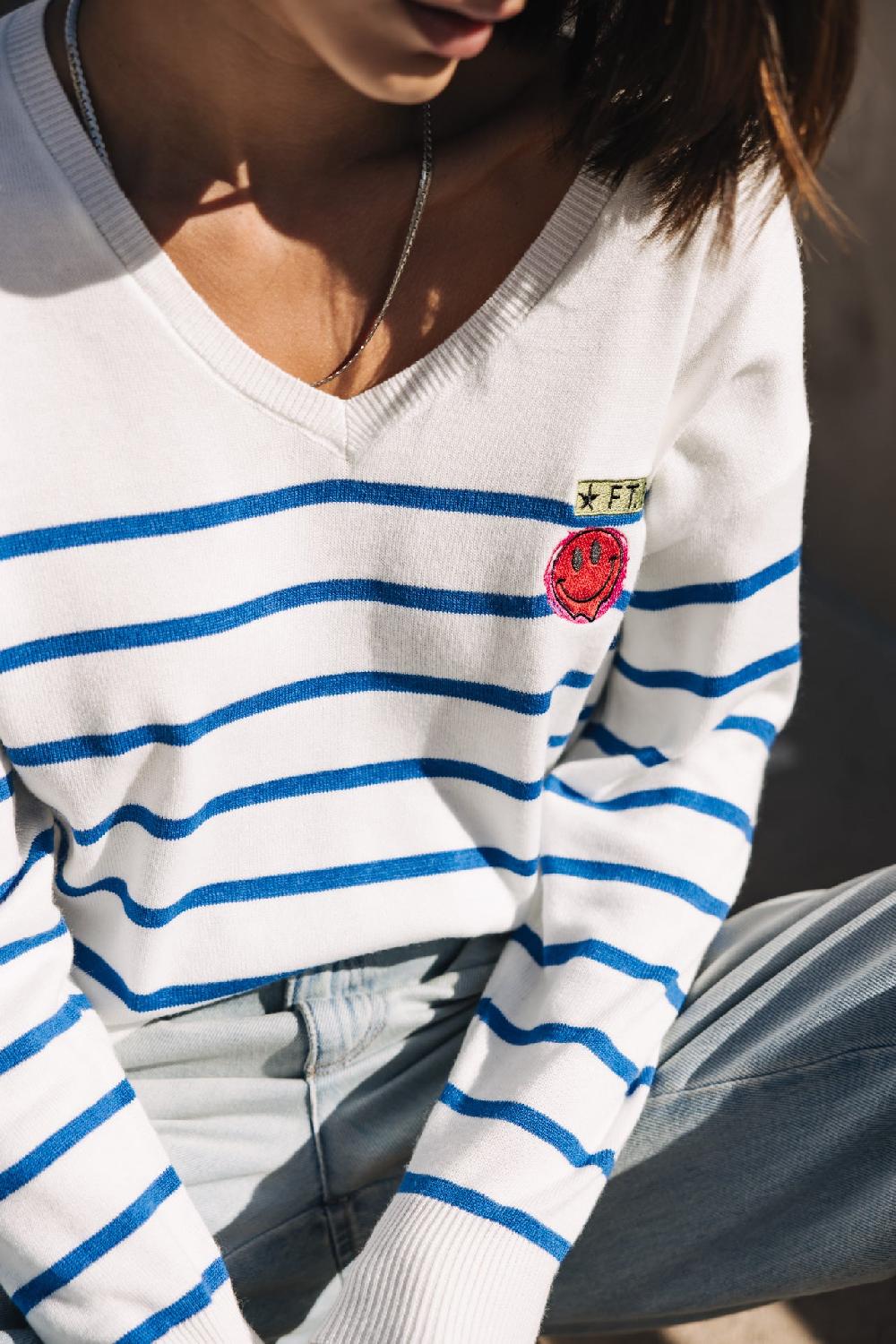 Freeman T. Porter Isabel Stripes Pull Marinière Femme Princess Blue