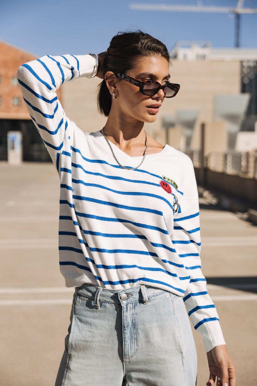 freeman t. porter Isabel Stripes Pull marinière Femme princess blue